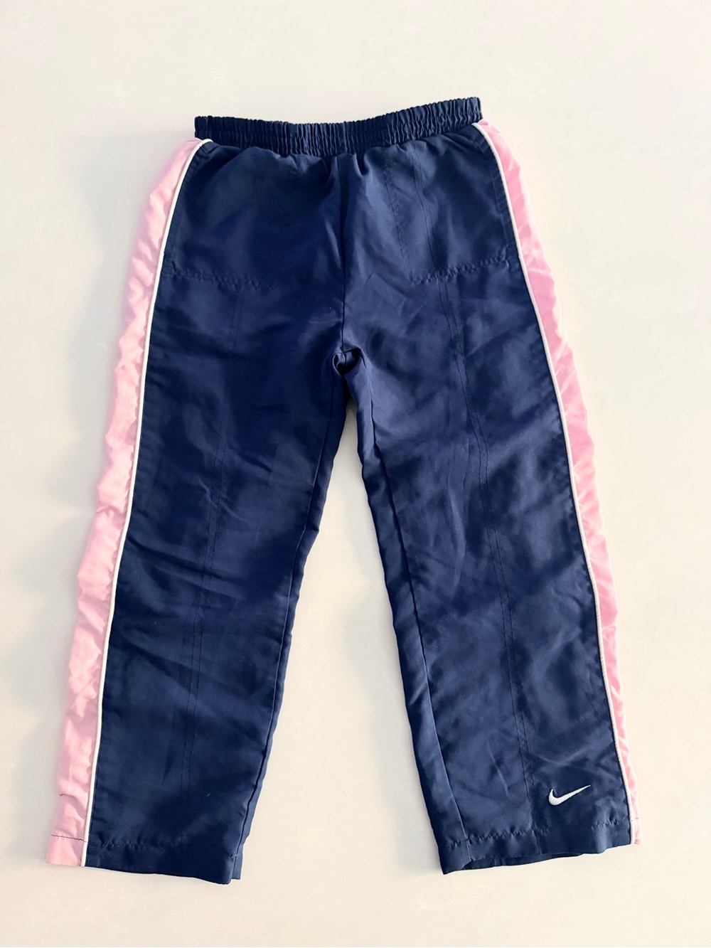 Kids Nike Vintage Track Pants / Windbreaker Pants (Navy & Pink) • Size 6X